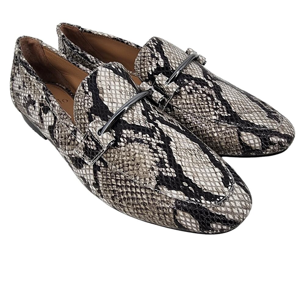 Linea Paolo Women's Iggy Snakeskin Leather Slip On Penny Loafers Size 8
